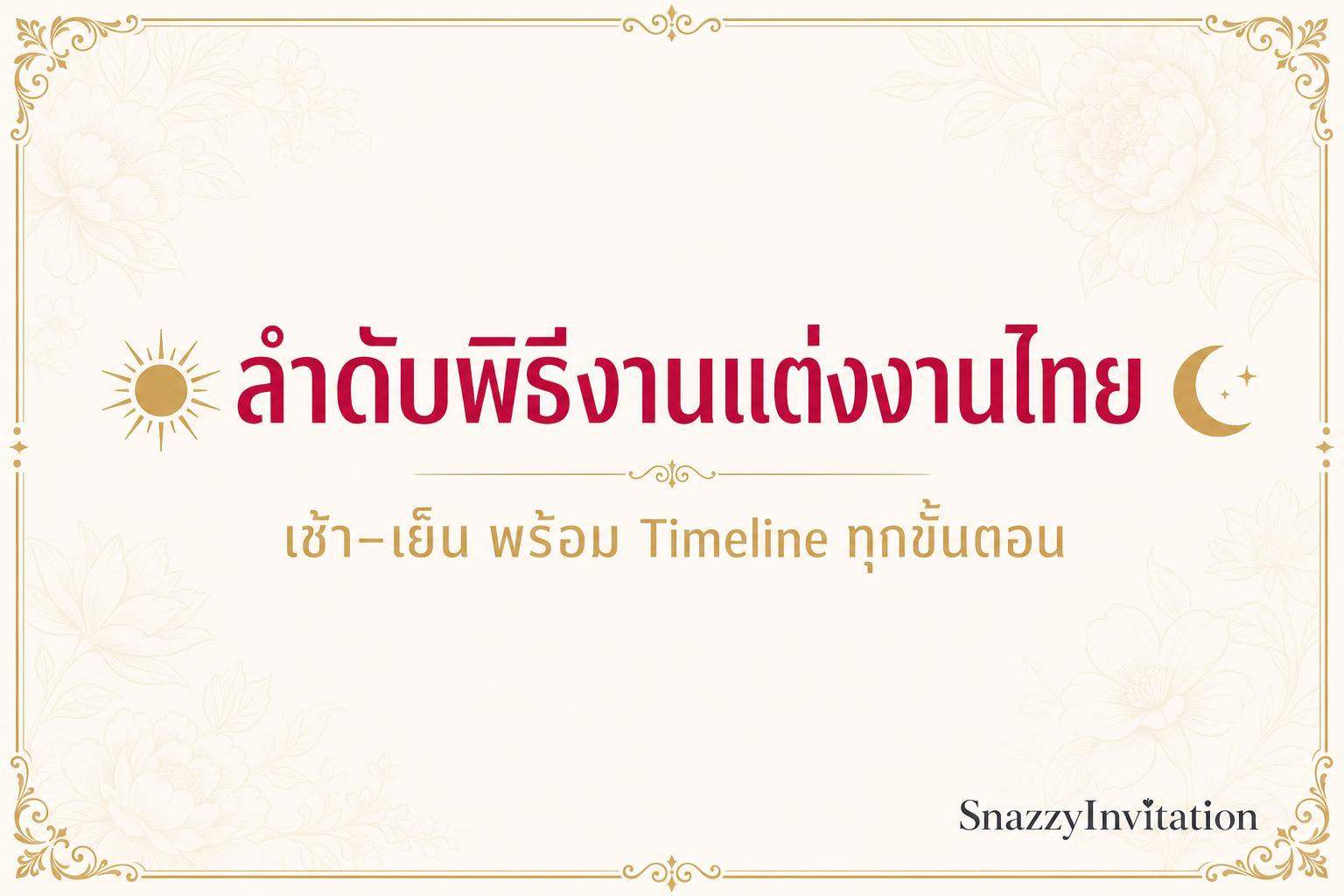 ลำดับพิธีงานแต่งงานไทย เช้า–เย็น พร้อม Timeline ทุกขั้นตอน